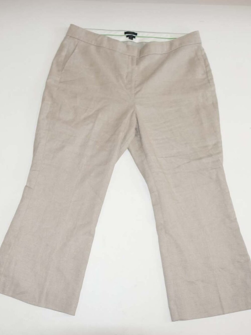 J. Crew Women's Hayden Kickout Crop Pants Size 18 Beige Linen Blend Flare AV388